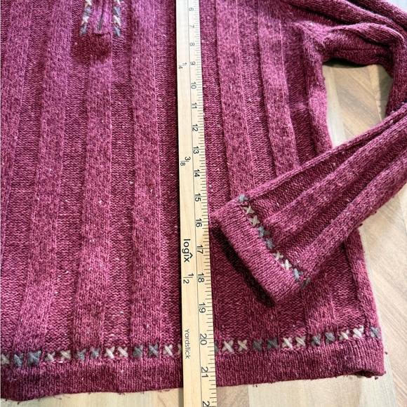 Woolrich Deep Red Knit Sweater quarter zip Size M - Picture 7 of 9